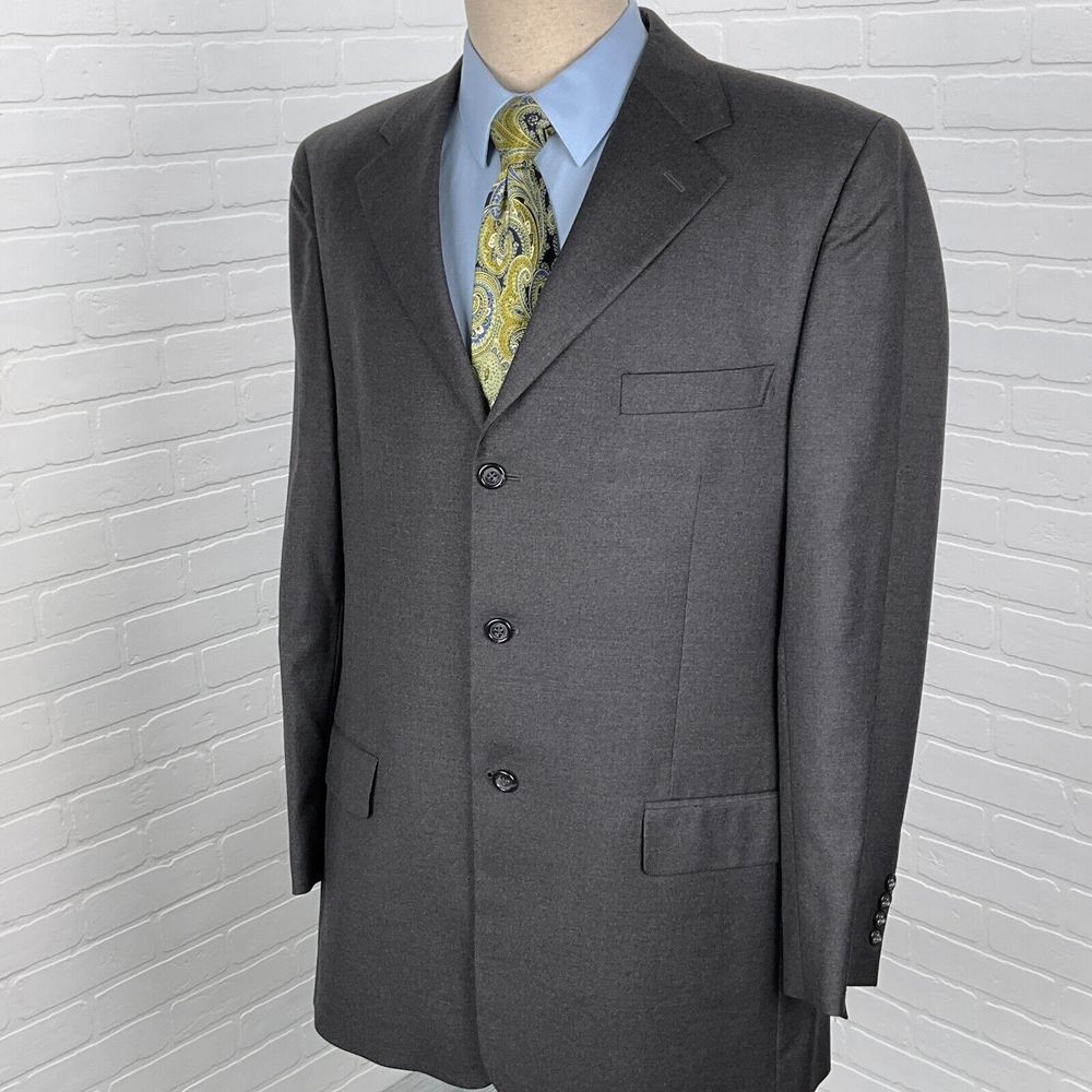 Pronto Uomo Blazer Men 42L Gray Angelico Super 100s‎ Wool Flannel Italian Jacket